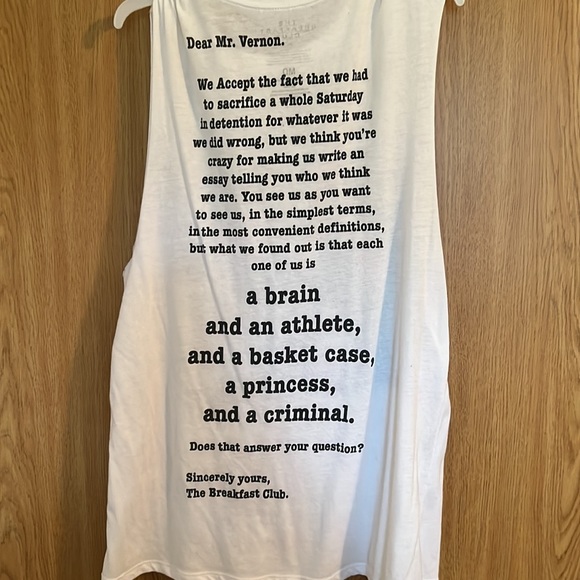 Breakfast Club sleeveless graphic tee Size Medium - Picture 2 of 2